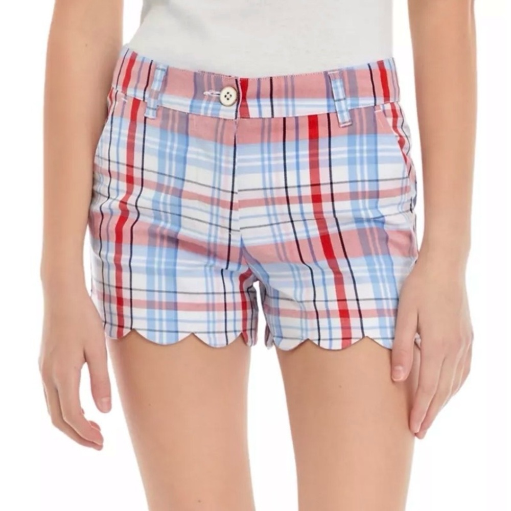 Crown & Ivy Kids Scalloped Plaid Shorts NWT Size 8